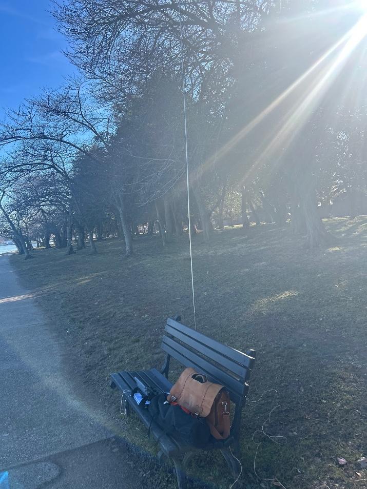 Vertical antenna by bench